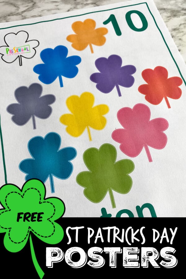 St Patrick’s Day Theme Rainbow Clover Number Posters