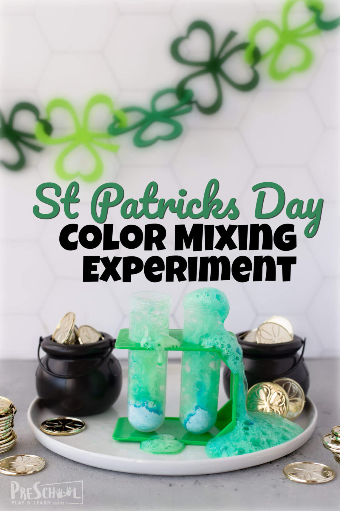 🍀 St Patricks Day Playdough Activity for Preschoolers