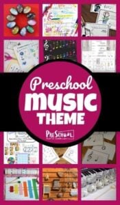 Teach your preschooler about music using this Music Preschool Theme! Your kids will love these engaging music themed activities for preschoolers, free music printables, and musical instrument crafts, and music theme for toddlers. This Preschool Music Theme has so many ways to tech kids about music, musical instruments, how we make music, and more!