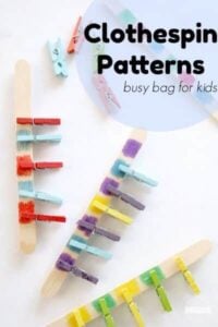 cloteshpin and craft stick pattern activity for preschoolers