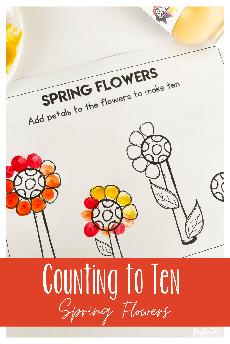 Is your preschooler working on counting to ten? These cute counting to 10 worksheets have a fun spring flowers theme. Use this counting activity for preschool, toddler, pre-k, and kindergarten age children to practice counting 1-10. These spring worksheets for preschools work on valuable skill while having fun and honoring your preschoolers developmental levels. Simply print pdf file with flower worksheet and you are ready for yoru spring theme for preschool. 