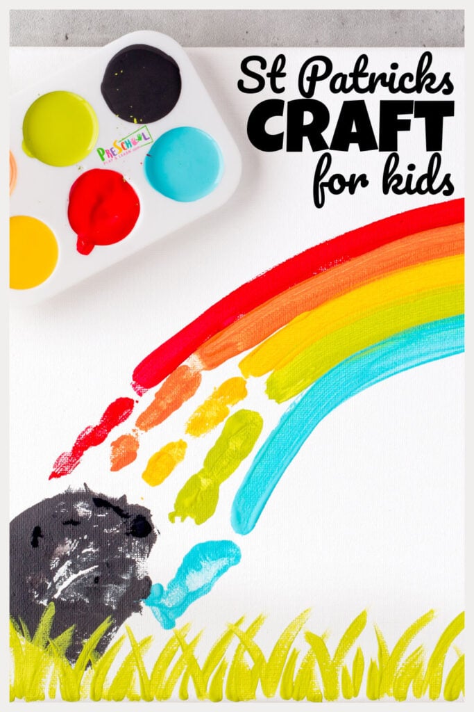 Are you ready for St Patricks Day?  This March holiday can sometimes sneak up on us, but it is a fun time to make cute leprechaun, shamrock, and rainbow crafts and activities! This adorable St Patricks Day Handprint Craft is such a fun art project to try! This St Patrick's Day arts and crafts is perfect for toddler, preschool, pre-k, kindegarten, and first grade kids. I love project that use children's precious hands and this St Patricks Day art makes a precious keepsake you will treasure for years!