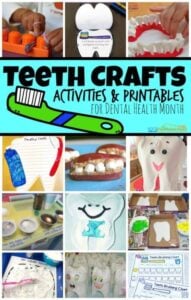 Celebrate dental health month for kids with these fun and creative dental crafts. We have lots of really clever ideas for toddler, pre-k, kindergarten, first grade, 2nd grade, and preschool dental crafts. Here are a whole bunch of fun, hands on teeth crafts and teeth activities for kids during February’s Dental Health Month.