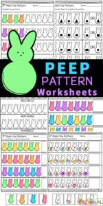 Looking for a FUN Easter Math idea for toddler, preschool, pre-k, and kindergarten age students? These Easter worksheets preschool are filled with LOTS of different Easter math activities to make learning fun in April. will love this fun, and free Pattern Worksheet Pack. Kids will have fun learning about patterns while working on their colors, shapes and fine motor skills. Simly download pdf file with peep printables and you are ready to play and learn with easter activity for preschoolers.
