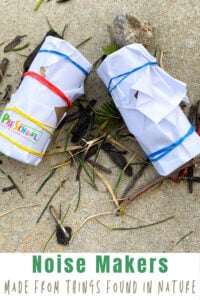 music activities for preschoolers we made Noise Makers made from things we found out in nature. This diy music instruments was such a fun music activity for kids from toddler, preschool, pre-k, and kindergartner age too. THis is a perfect earth day activity for kids!