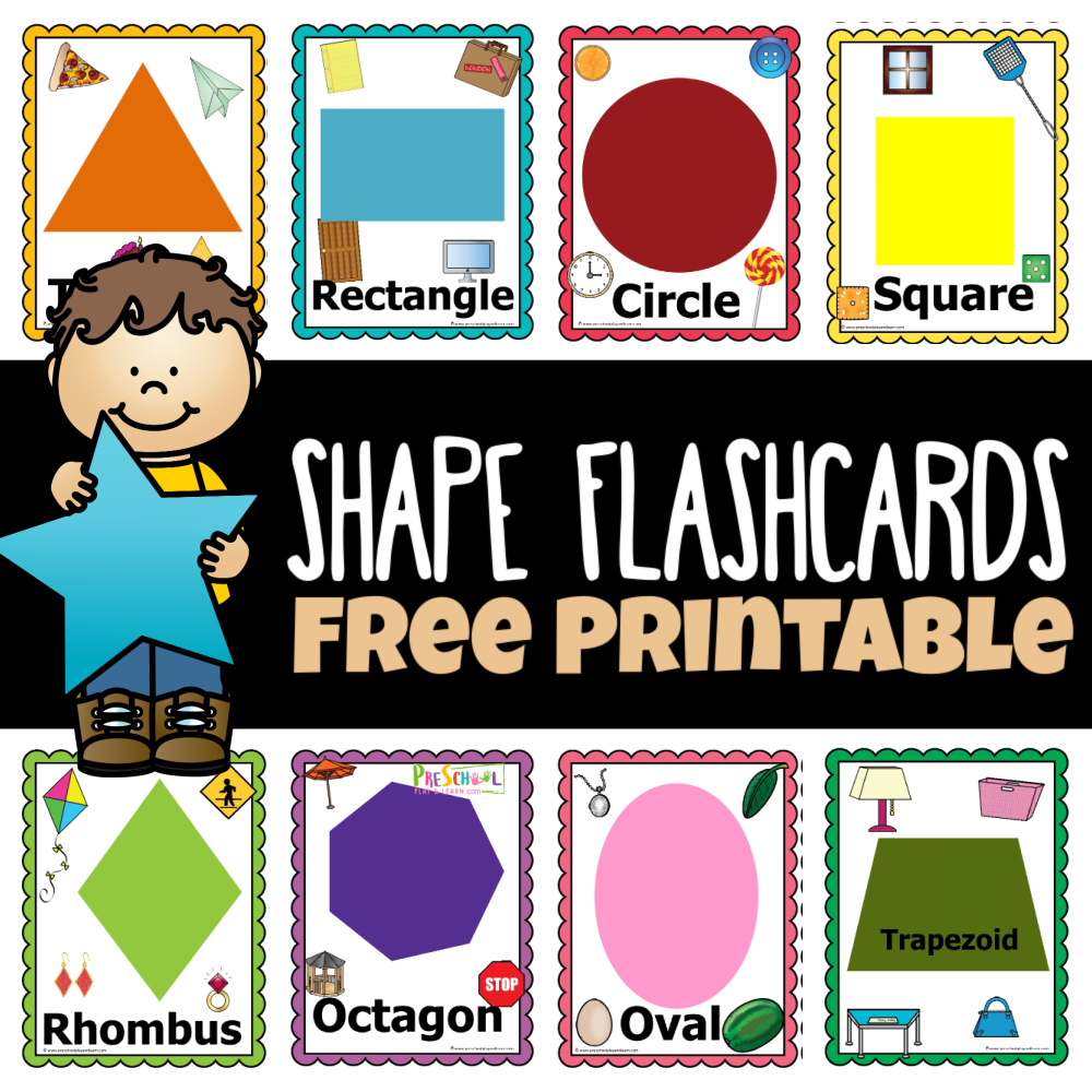 Kids will love learning about shapes with our free printable shape flashcards, perfect for a fun scavenger hunt that encourages hands-on early math practice for toddlers, preschoolers, and kindergarteners!