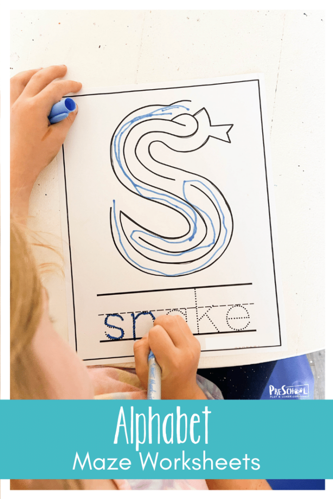 These super cute printable mazes for preschoolers are a fun way for kids to improve fine motor skills while working on letters too. There are letter mazes for each letter A to Z. Use these printable mazes for 4 year olds as part of a letter of the week program or when your child is looking for a little extra seat work. Use these printable mazes for 5 year olds with toddler, preschool, pre-k, and kindergarten age children. Simply print pdf file with alphabet maze worksheet and crayons or markers to work on learning ABCs while having fun.