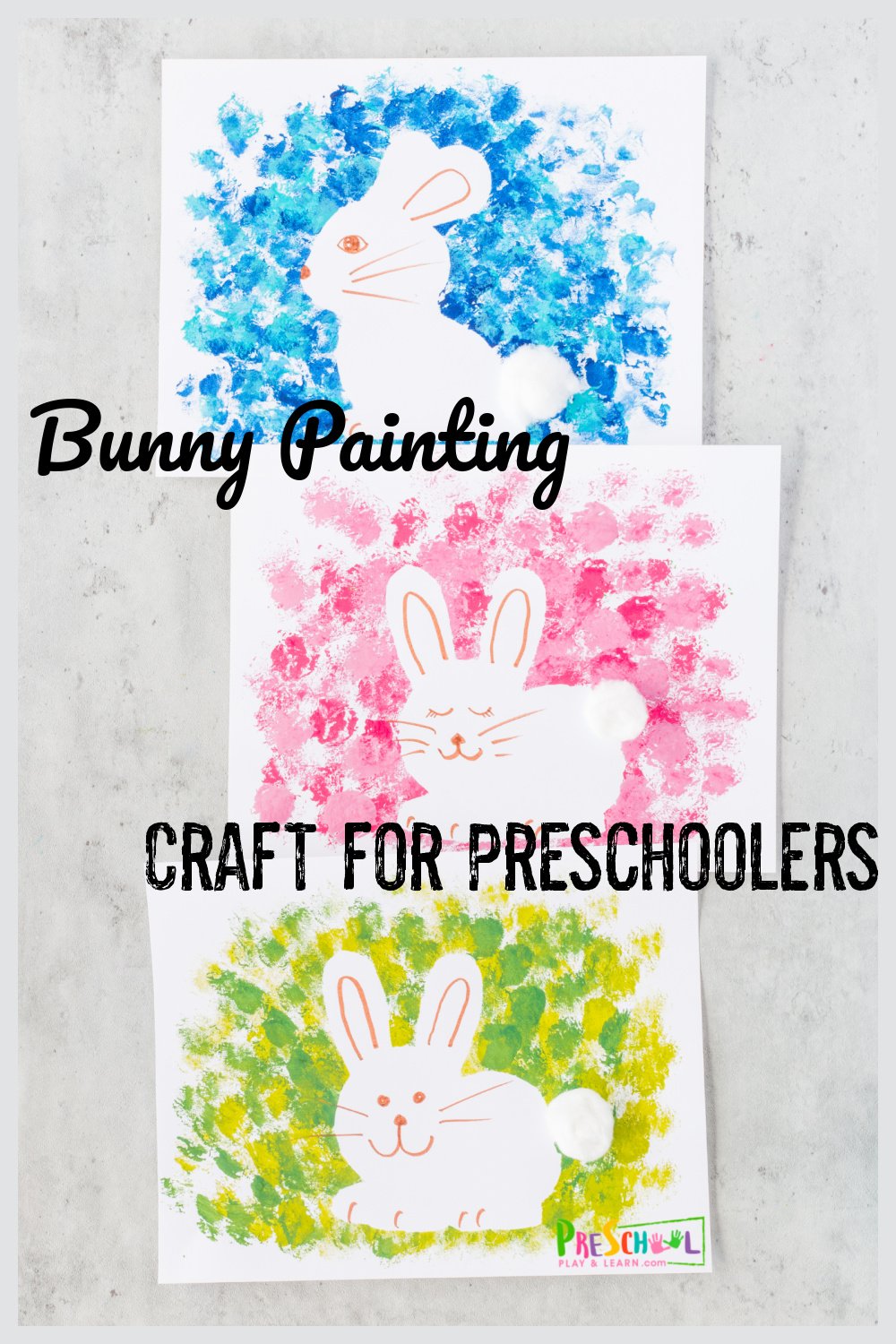 This Bunny Craft is perfect for Easter, spring or during any animal unit. This bunny painting for preschoolers is simple enough for toddler, preschool, pre-k, and kindergarten, but fun enough for even teens! Simply print pdf file with bunny printable and you are ready to  create a cute bunny craft for preschoolers.