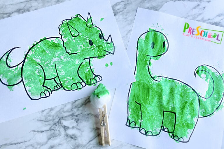 Dinosaur Art Paintings for Preschoolers – Activity with FREE Printable Templates