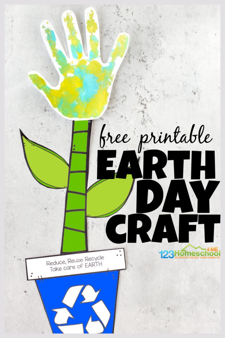Earth Day Handprint Flower Craft Preschool (free printable template)