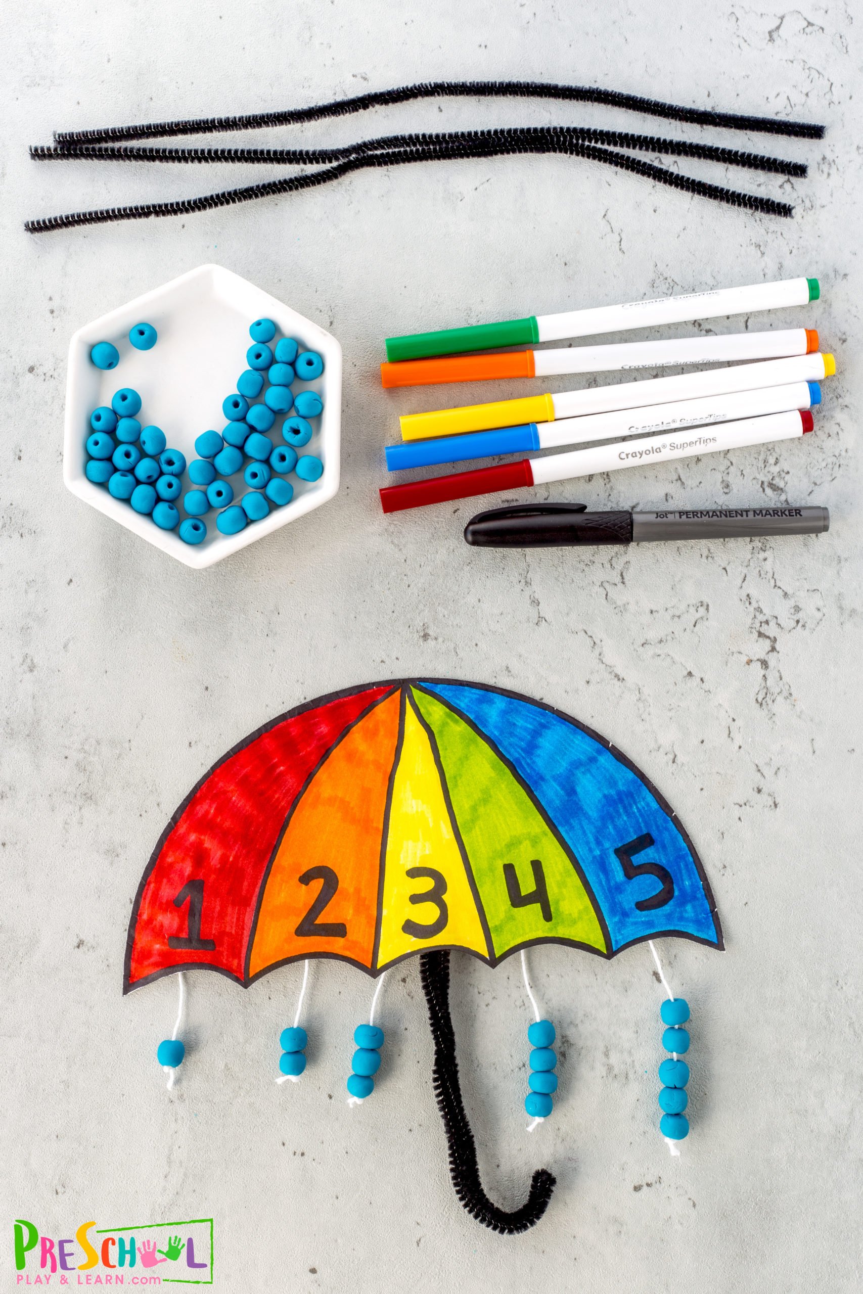 🌂 Spring Umbrella Counting Crafts for Preschoolers