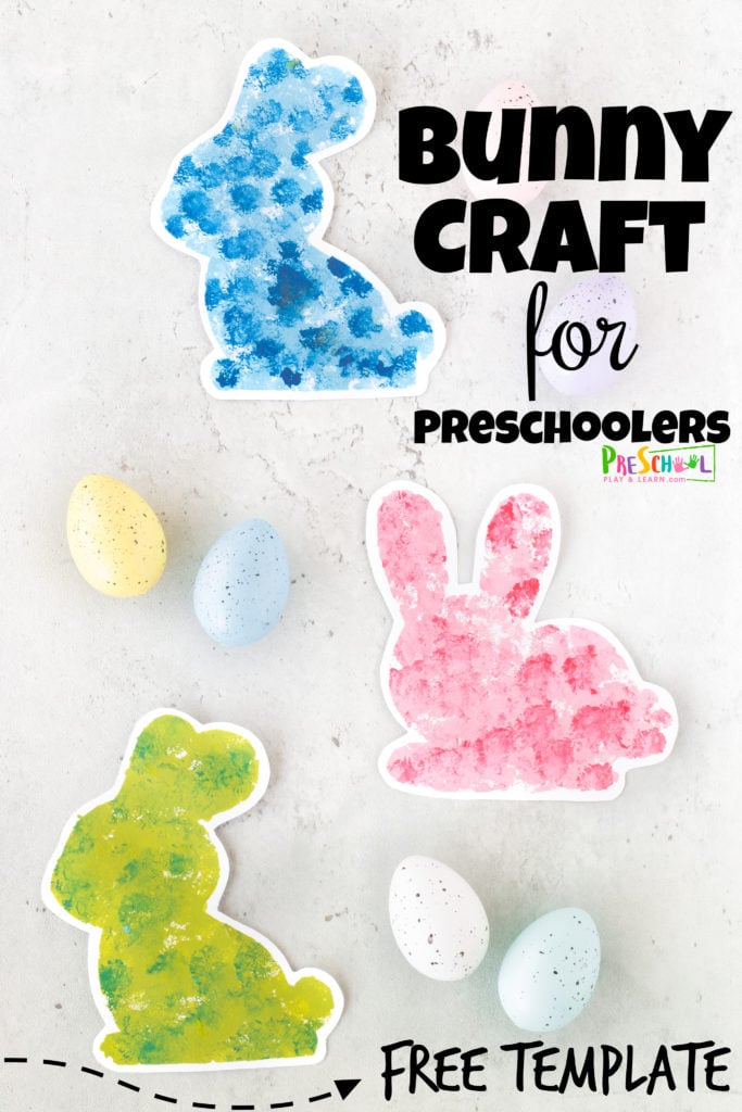 Simple FREE Printable Bunny Cotton Ball Painted Craft for Preschoolers