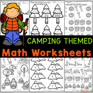 Cute math worksheets for preschoolers witha fun camping theme! Download pdf file with camping worksheets for summer pre-k math worksheets. 