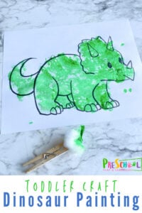 Dinosaur painting craft and activity for toddler and preschool kids with a unique painting technique. Download dinosaur templates!