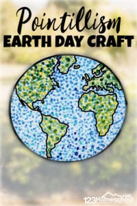 pointillism earth day craft with q-tips