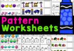 Practice patterns for kids with these super cute, pattern worksheets. These no prep pre-k pattern worksheets are quick and EASY!