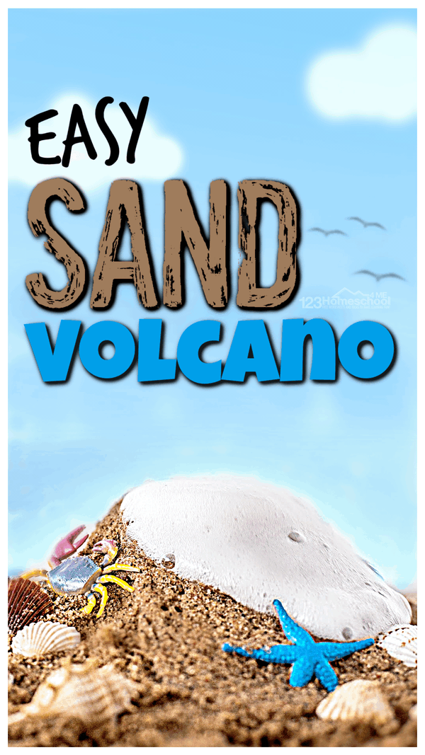 sand volcano summer science experiment for kids