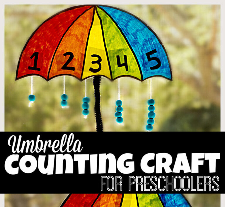 FREE Printable Spring Umbrella Counting Crafts for Preschoolers
