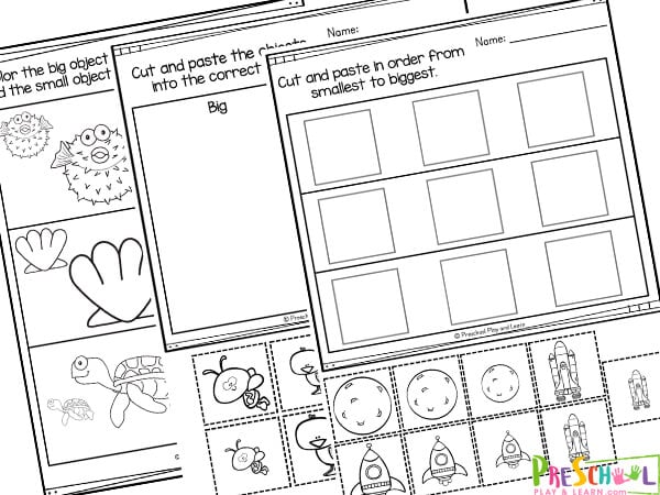 Big and small worksheets for Preschool