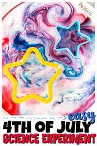 Celebrate the 4th of July for kids with really fun and simple 4th of July science experiments. This fourth of July activity is a fun twist on the classic magic milk experiments to make it feel like your toddler, preschool, pre-k, kindergarten, first grade, and 2nd graders are creating fireworks. In this red white and blue science project kids will learn some basic chemistry for kids with an independence day activity.