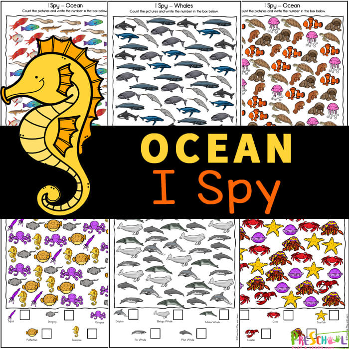 Ocean Animals I Spy Printable Worksheets