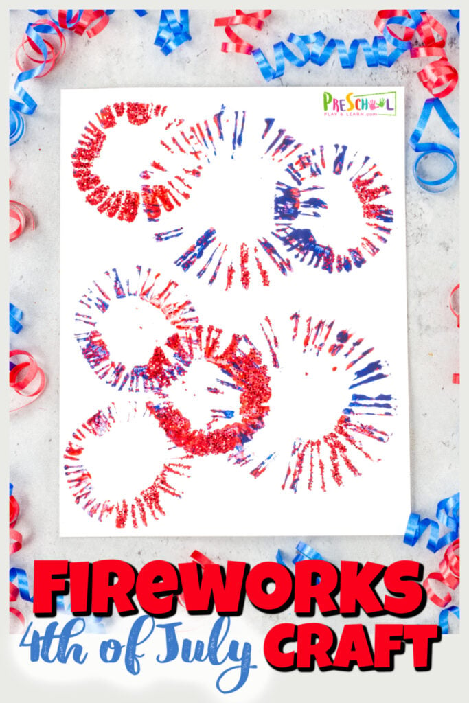 This 4th of july crafts idea is such a fun, simple, and pretty firework craft for kids of all ages. Make your fireworks in a multitude of colors and sprays or patriotic red, white and blue as you make this 4th of july activity! This 4th of july crafts for preschoolers is fun with toddler, preschool, pre-k, kindergarten, first grade, and up!