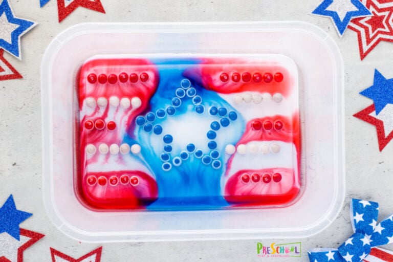 Red White and Blue Candy Science Experiment for Independence Day