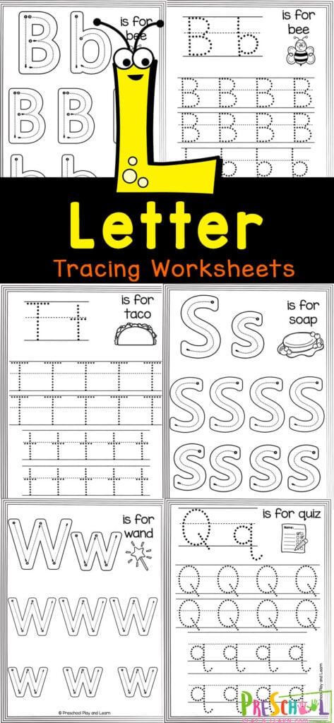 Help kids get all the practice they need writing upper and lowercase letter with these super cute letter tracing worksheets. These free printable preschool worksheets tracing letters are a handy way to give kids the practice they need forming capital ad small letters. What's best, these  alphabet worksheets are no-prep which makes them a breeze for parents, teachers, and homeschoolers. Use these abc worksheets with toddler, pre-k, and kinderagrten age children for strengthening literacy and fine motor skills of letters from A to Z. Simple print free letter tracing worksheets and you are ready to play and learn!