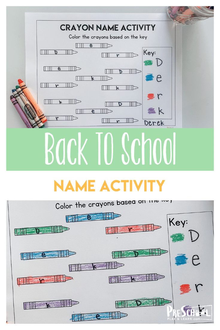 Learning your name is a big deal in preschool and this back to school preschool name activity is prefect for the beginning of the school year. This name recognition preschool is handy to use as a back to school activities with toddler, pre-k, and kindergarten age children. Plus, this name recogntion activity is a great beginner activity for students who are learning the letters in their name as well as for the kiddos who need a refresher or are learning to spell their name. Simply print back to school worksheets and you are ready for this first day of school name games.