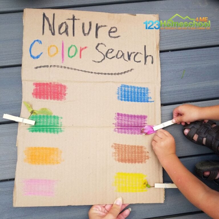 Color Outdoor Nature Scavenger Hunt for Preschoolers