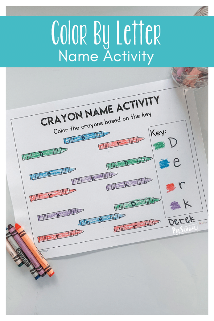 Cute name recognition activity with a FREE back to school worksheet for preschoolers to learn the letters in their names.