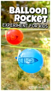 I love it when a cool summer experiment is so easy it only takes a couple minutes! This balloon rocket experiment is such a fun balloon activity for kids that teaches some simply physics while having fun. All you need for this balloon straw rocket are a few simple materials and you are ready to start learning, exploring, and having fun with balloon science! This balloon experiment is fun for preschool, pre-k, kindergarten, first grade, 2nd grade, 3rd grade, and 4th graders too. 