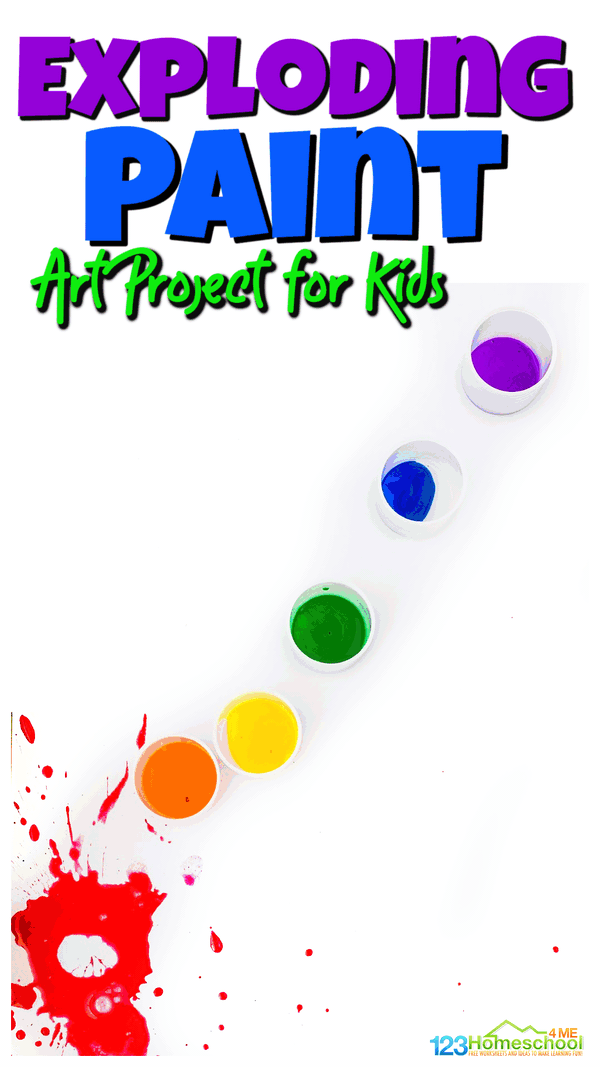 Get ready for an EPIC exploding paint art project that will thrill kids of all ages! In this paint explosion kids will create a very unique work of art with the fun process of painitng using alka seltzer for kids! This silly, zany, and outrageously FUN summer art project is sure to delight even your art resistent crowd that doens't like making crafts. These film canister rocket activity is perfect for toddler, preschool, pre-k, kindergarten, first grade, 2nd grade, 3rd grade, and 4th graders too.
