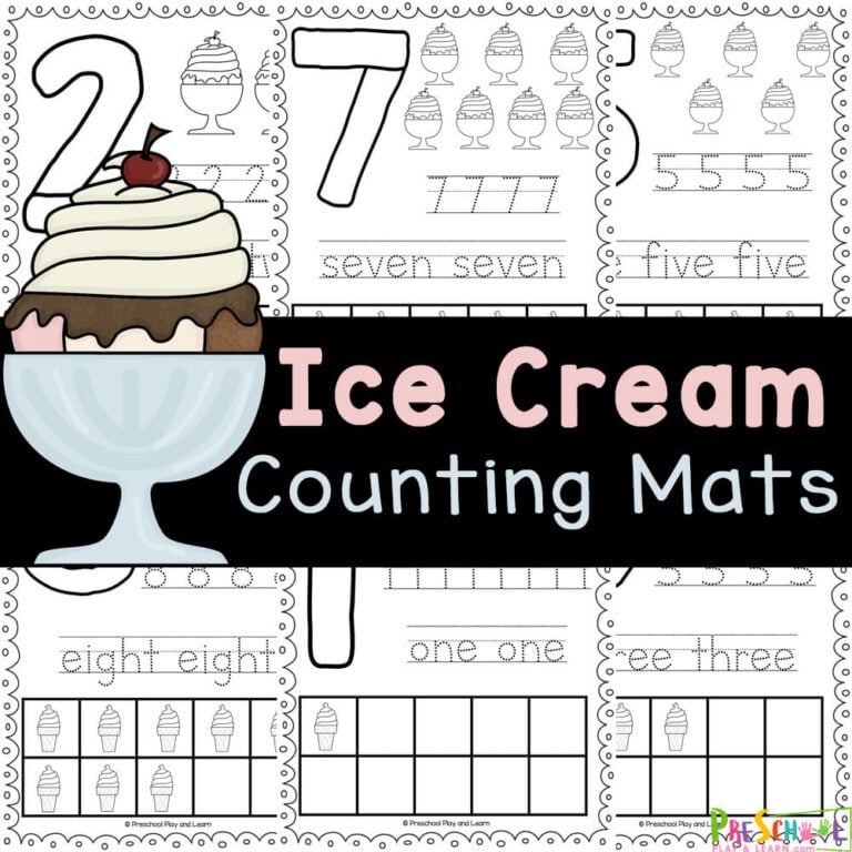 Ice Cream Math Playdough Number Mats Worksheets