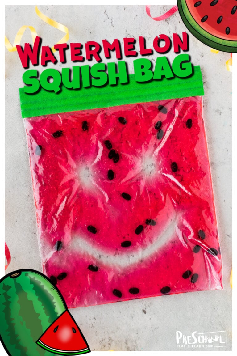 Watermelon Squish Bag Activities for Preschoolers