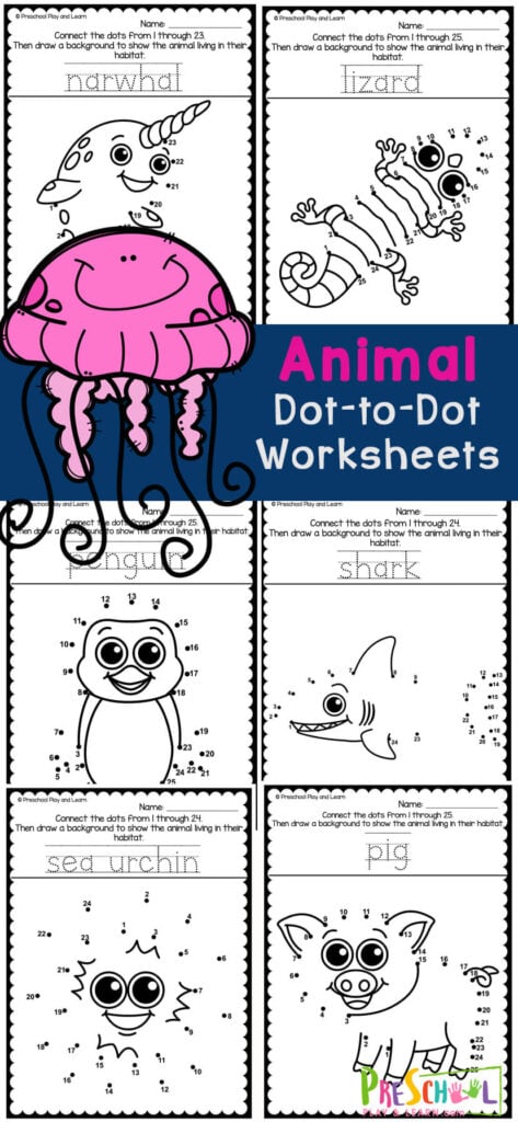 🦝 FREE Animal Dot to Dot Printable Worksheets