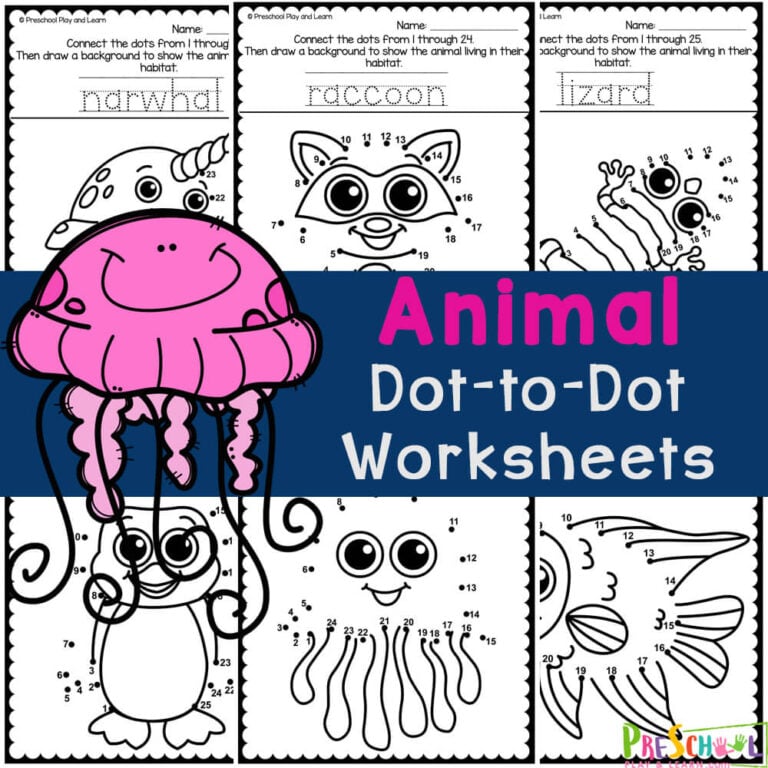 FREE Animal Dot to Dot Printable Worksheets