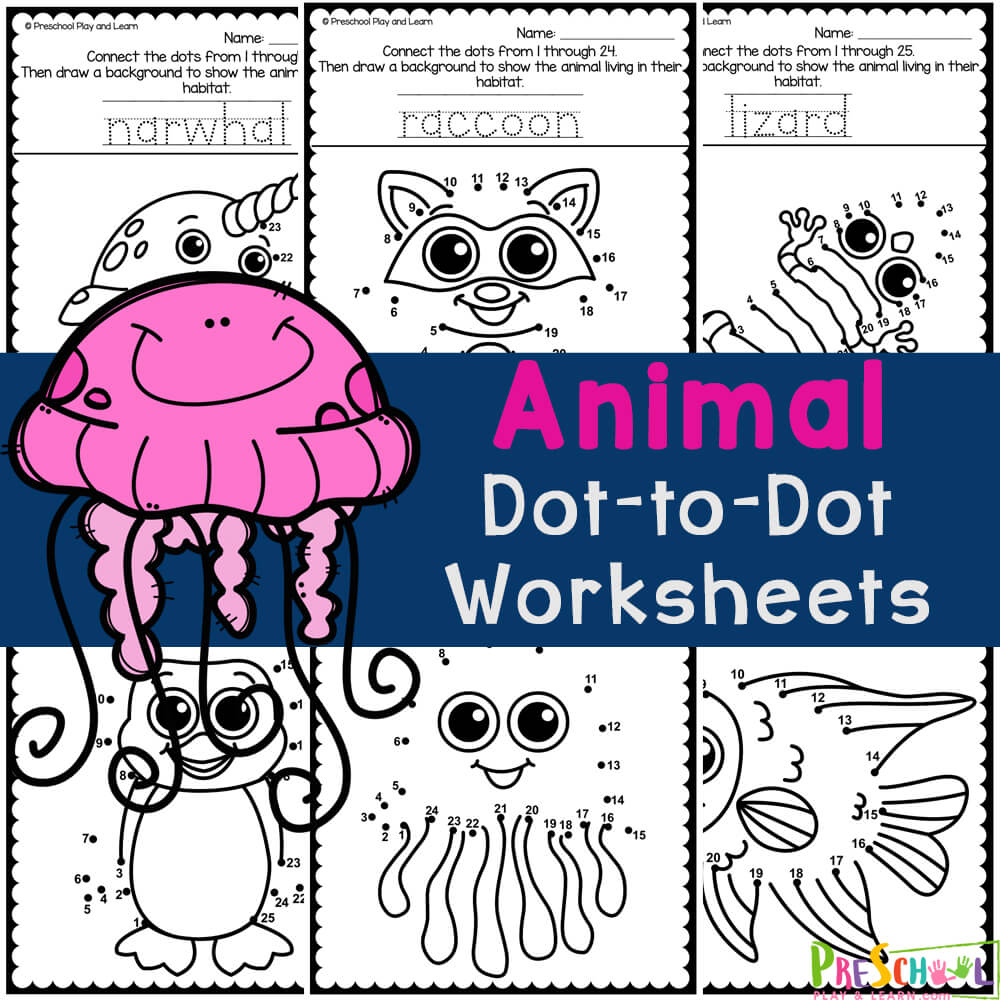 Make animals with cute, FREE dot to dot worksheets! These connect the dots printable practice counting while strengthening fine motor skills. 