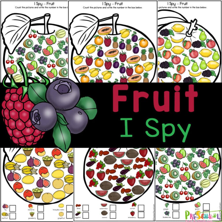 I Spy Fruits Printable Worksheet for Preschool