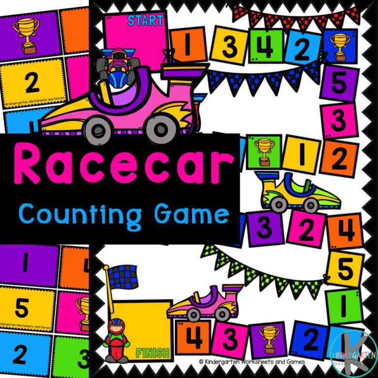 Race Car Number Recognition Game for Preschoolers