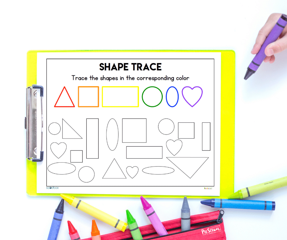 Shape Tracing Worksheet for Kindergarten, Preschool. Learn to Trace Shapes,  Montessori Activity, Easy Printable