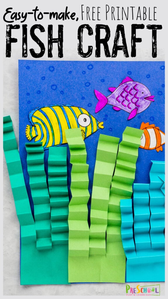 Dive under the sea with this super cute, free printable fish craft for preschoolers. All you need to make this fish art preschool, pre-k, toddler, kindergarten, first grade,and 2nd grade are a few simple materials including construction paper, crayons, our printable fish craft, scissors and glue. This easy fish craft is perfect for the letter f is for fish, o is for ocean, fish theme, or just a simple free printable crafts. Simply print fish craft template and you are ready to make this cool paper fish craft.