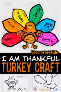This super cute, free printable turkey paper craft is not only a cute Thanksgiving craft for November, but a great way to help children reflect on what they are thankful for. This printable turkey craft is quick and easy to make with toddler, preschool, pre-k, kindergarten, first grade, 2nd grade, and 3rd graders too. Simply print turkey craft template and you are ready to celebrate Thanksgiving.