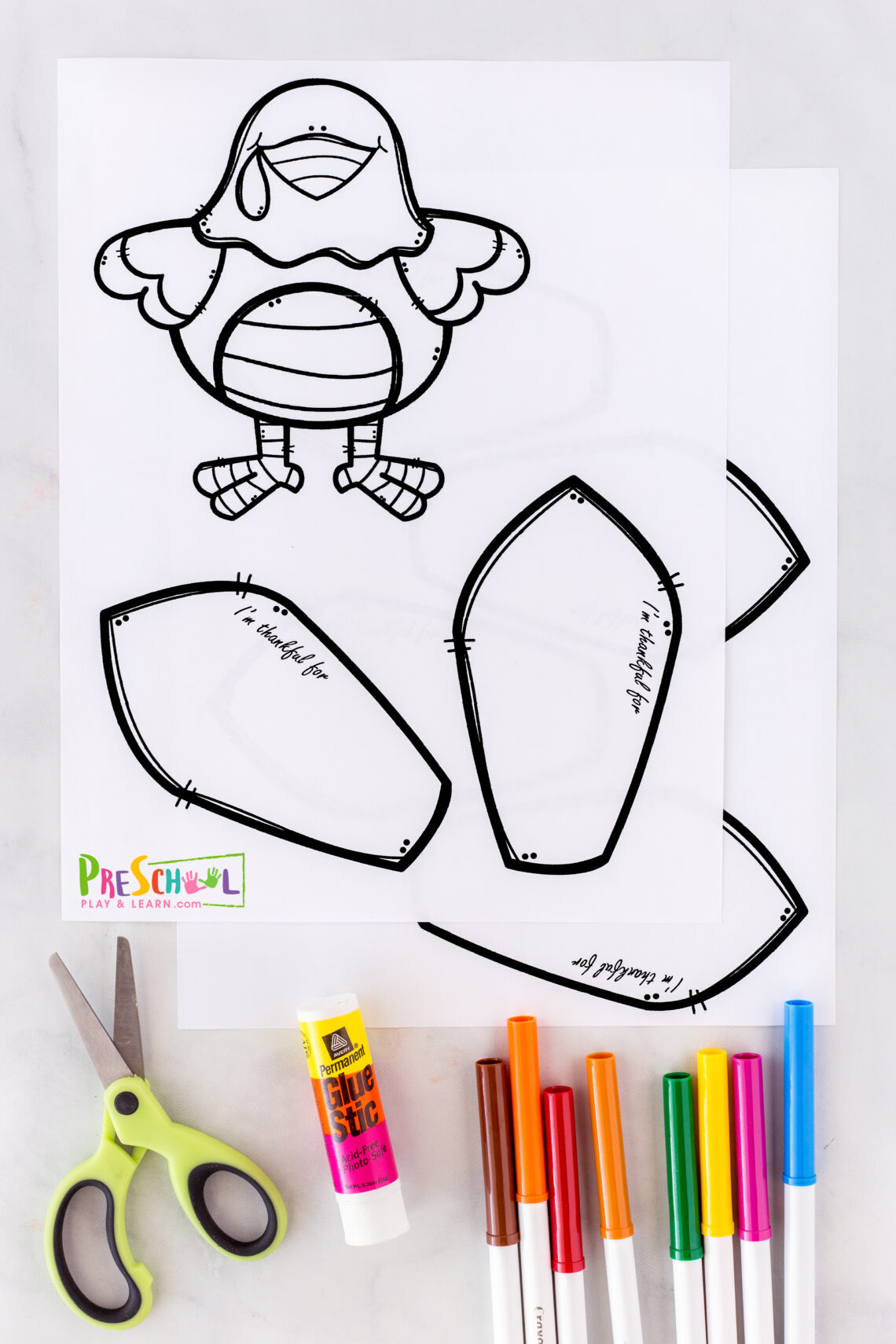 🦃 FREE Printable "I am Thankful" Turkey Paper Craft
