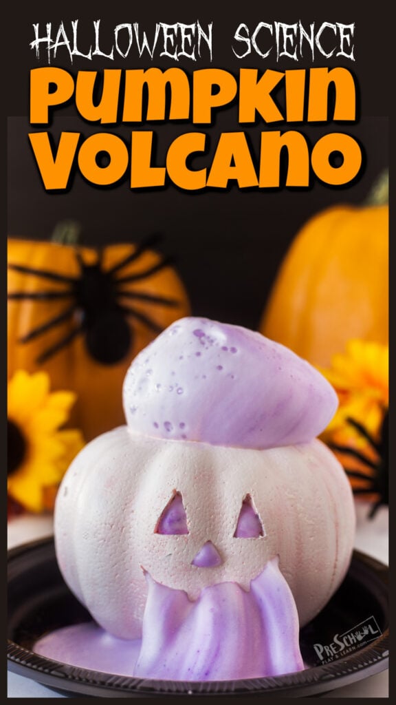 You've got to try this EPIC Jack-o-Lantern pumpkin volcano project! Kids will go nuts when the foam comes pouring out the silly carved pumpkin face in this halloween science experiments! I love teaching pumpkin science by using pumpkin activities to get kids eager to learn and engaged in science! I will show you how to make volcano. These pumpkin science experiments are a MUST try pumpkin STEM with preschool, pre-k, kindergarten, first grade, 2nd grade, and 3rd graders too.