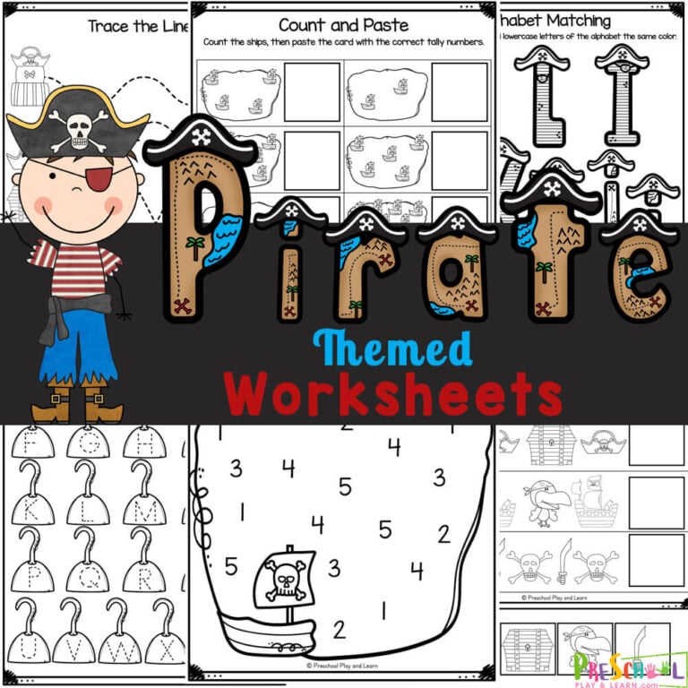 FREE Printable Pirate Worksheets for Preschoolers