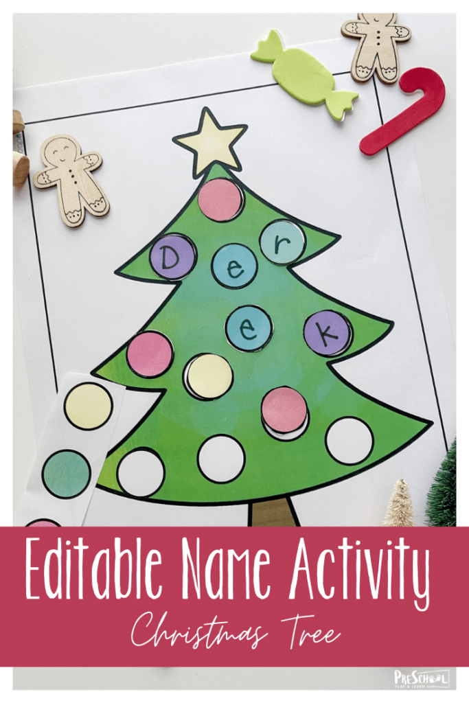 Super cute, free printable Christmas Activity for Preschoolers to work on name recognition with a name craft for pre-k.