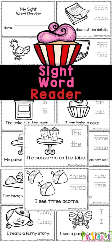 This free printable Sight Words reader is perfect for helping your children practice reading and writing skills as well as their fine motor skills. This sight word activities is such a fun, no-prep activity for preschoolers. Simply print preschool sight words worksheets and you are ready to read, color, and learn pre-k sight words!