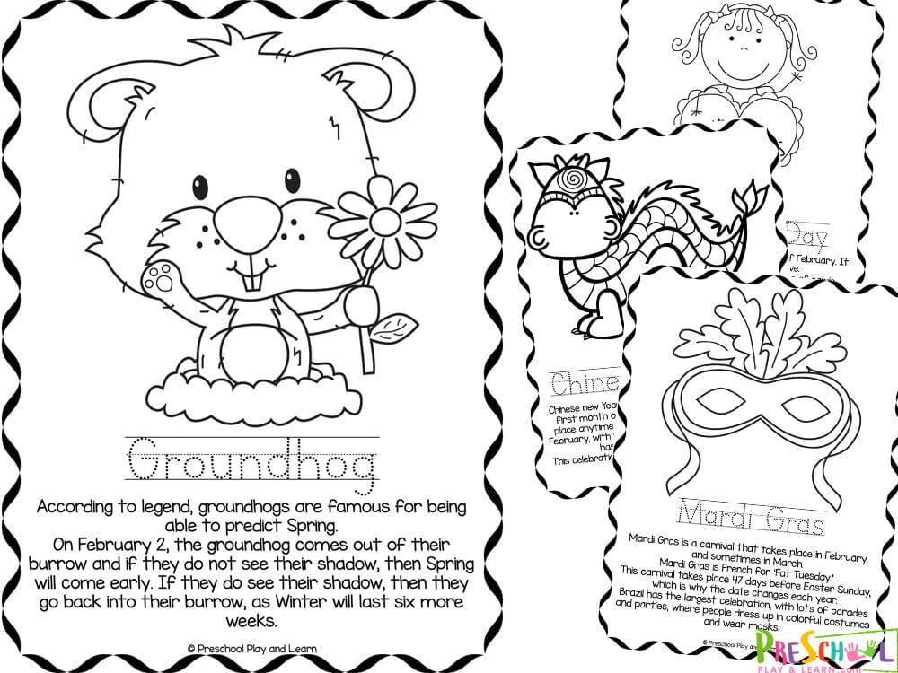 February Coloring Sheets