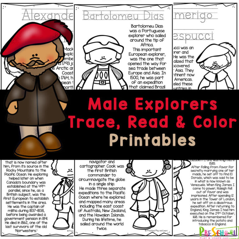FREE Printable Early Explorer History Coloring Pages Activity
